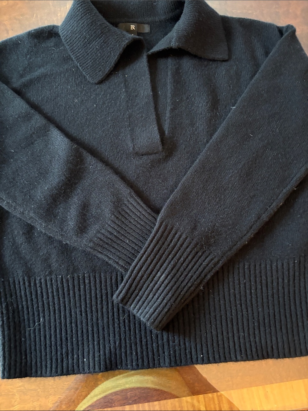 Banana Republic Cashmere Black V-Neck Polo Sweater